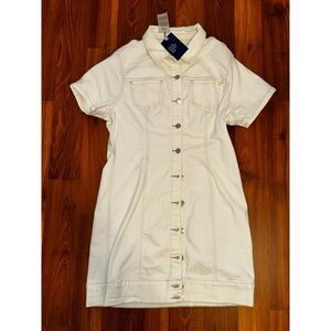 Love Tree White Denim Short Sleeve Mini Dress